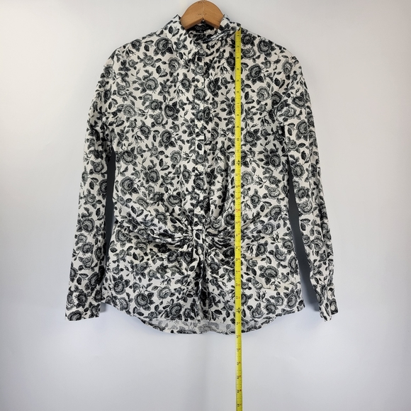 Thakoon For Design Nation Womens Blouse Size Small Button Up Floral Ruched - Picture 5 of 12